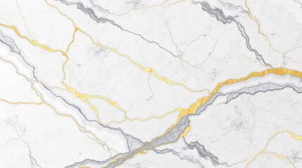 Fototapeta premium Luxurious White Marble Texture with Gold Veins and Gray Streaks – Elegant Natural Stone Design
