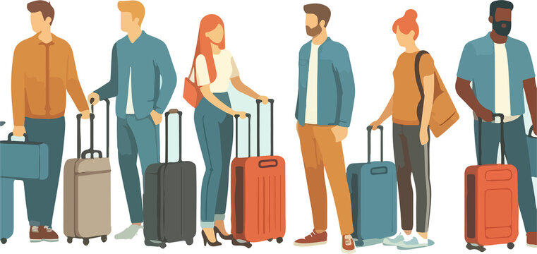 set of passanger queque boarding holidays