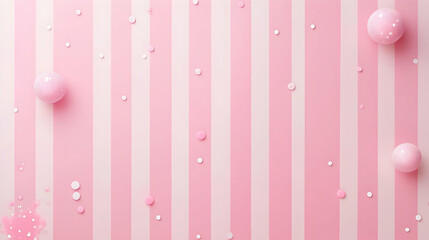 A pastel pink striped background with falling sparkles and subtle textures, giving a cute candy-like feel.