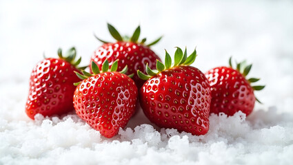 strawberries on a snow