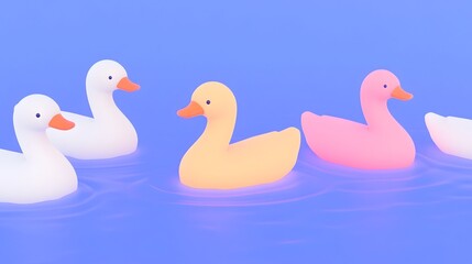 A flock of elegant swans gracefully gliding across a serene calm lake surrounded by a peaceful tranquil natural landscape  The birds  reflections can be seen in the still rippling water