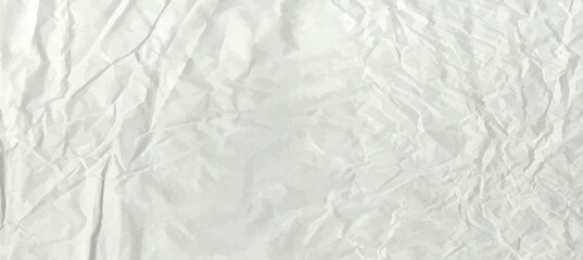Crumpled grey rice paper texture. Abstract light background with wrinkled cardboard texture. Vector illustration horizontal fold crumpled empty white paper template for posters and banners.