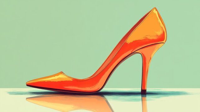 Elegant women's high heels art in malika favr style - fashion illustration for design and decor