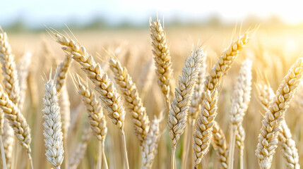 Fototapeta premium Golden wheat field harvest sunlit background food
