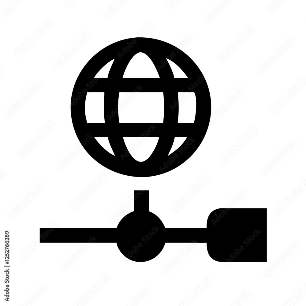 Poster Network connection symbol with globe and socket representing internet access on clear background