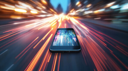 Mobile site speed optimization isometric landing page. Smartphone and computer desktop with speedometer on screen. Internet page quick traffic loading, engine plugin test 3d vector line art web banner