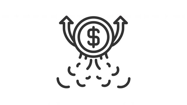Animated money growth with coin and sky sign. Suitable for finance, employee, management, teamwork, office, leadership, leader, company, corporate, manager, employment, development and business