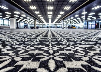Abstract Velvet Airport Carpet: Black & White Double Exposure Stock Photo