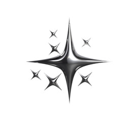 A radiant chromatic star forged from sleek metallic brilliance, embodying futuristic elegance with...