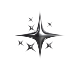 A radiant chromatic star forged from sleek metallic brilliance, embodying futuristic elegance with cosmic charm.