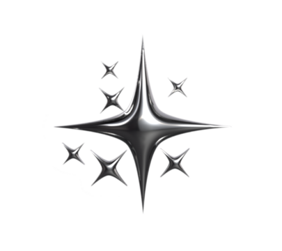 A radiant chromatic star forged from sleek metallic brilliance, embodying futuristic elegance with cosmic charm.
