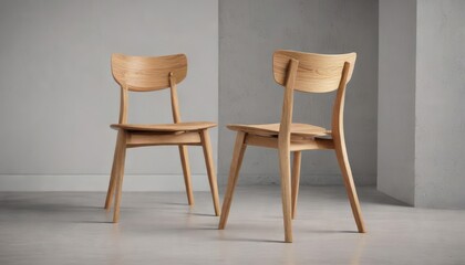 Modern minimalist wooden chair in Scandinavian style, simplicity, chic, trendy, contemporary