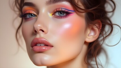 Fototapeta premium Gradient Eyeliner – Vibrant Multi-Tone Eye Makeup Beauty Shot