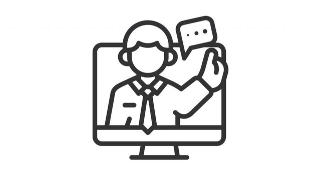 Animated online consulting with consultant and worker sign. Suitable for finance, employee, management, teamwork, office, leadership, leader, corporate, manager, employment, development and business