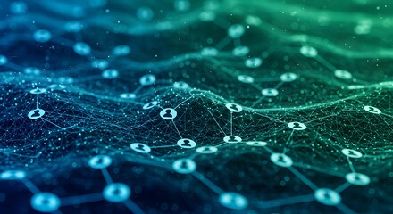 Connecting People in a Network Visualized with Green and Blue Mesh