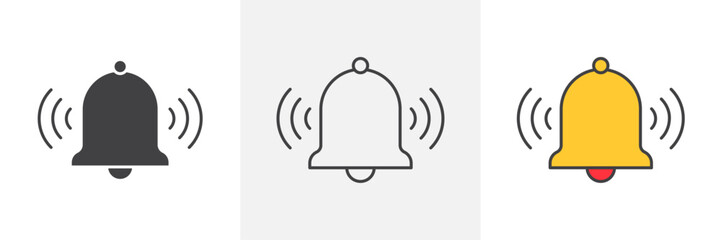 Bell ring icons pack for website designs