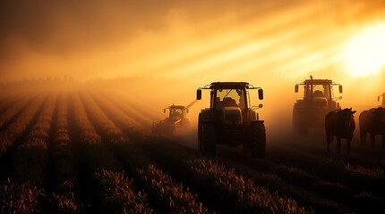 Fototapeta premium Advanced Modern Farming Techniques in a Sustainable Agricultural Landscape