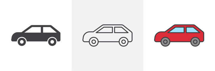 Car side view icons pack for website designs