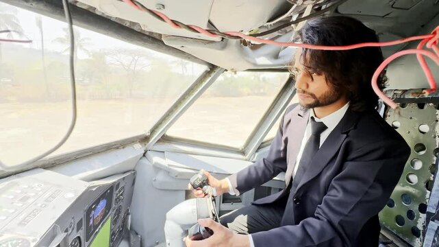 Man sits eager to master the skills required for pilot