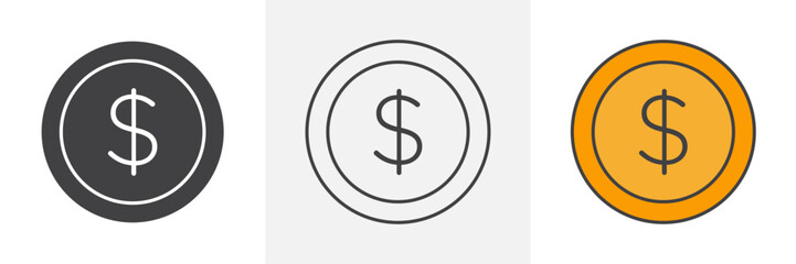 Coin icons pack for website designs