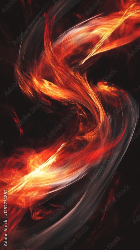 Poster Abstract fiery swirling pattern with dynamic energy, artistic expression concept