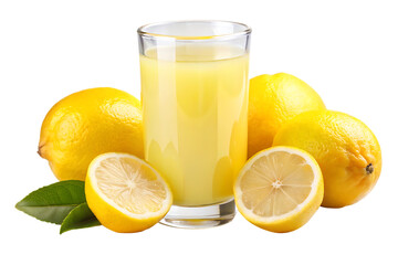 glass fresh yellow lemon juice image isolated on transparent background
