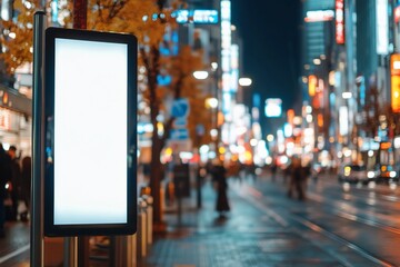 Obraz premium Blank billboard night city street advert