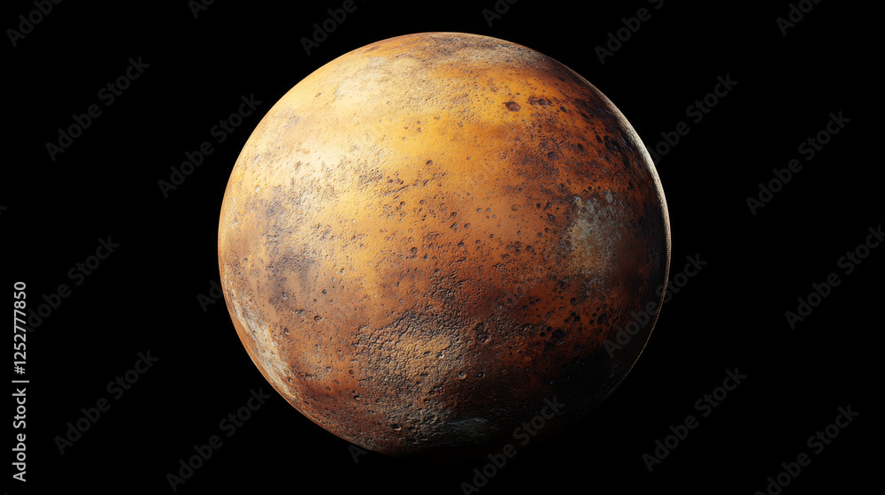 Aufkleber red planet turnaround animation, mars globe with textured surface rotation sprite sheet, sequence fr