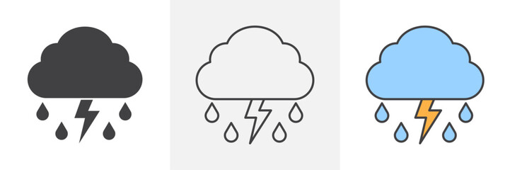 Thunderstorm icons pack for website designs