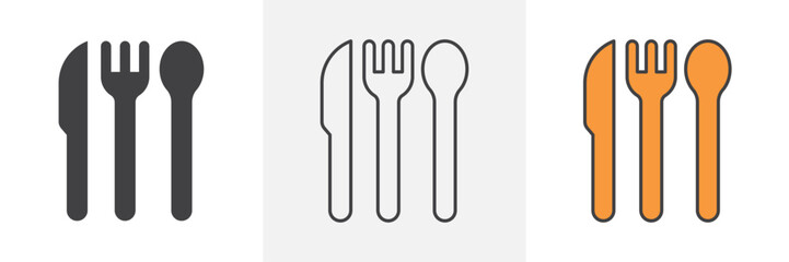 Utensils icons pack for website designs