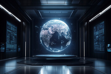 Global Financial Data Visualization in Futuristic Studio