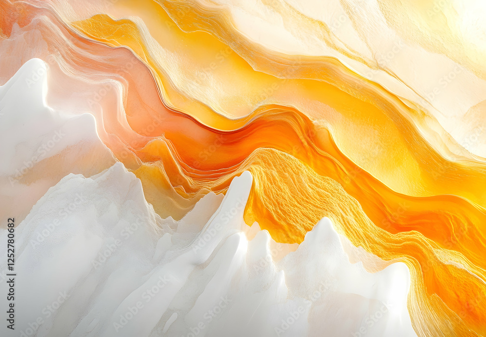 Poster abstract background with yellow waves and lines on a white background