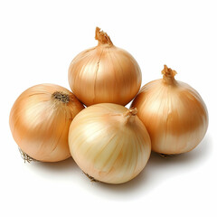 Fresh yellow onions, close-up, studio shot, white background, food photography