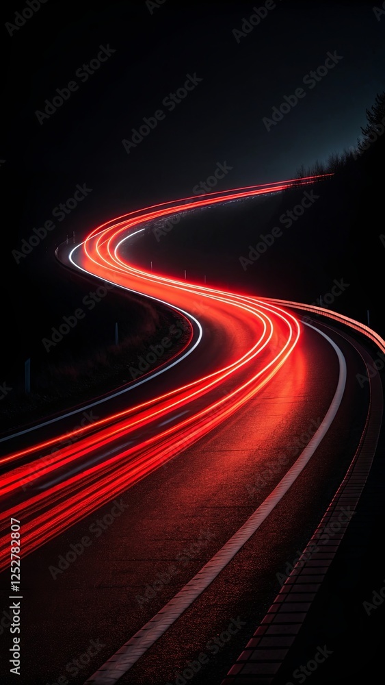 Poster a long road with a red line on it