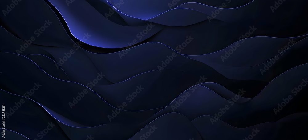 Poster abstract background with a dark blue gradient and digital technology geometric polygonal waves of co