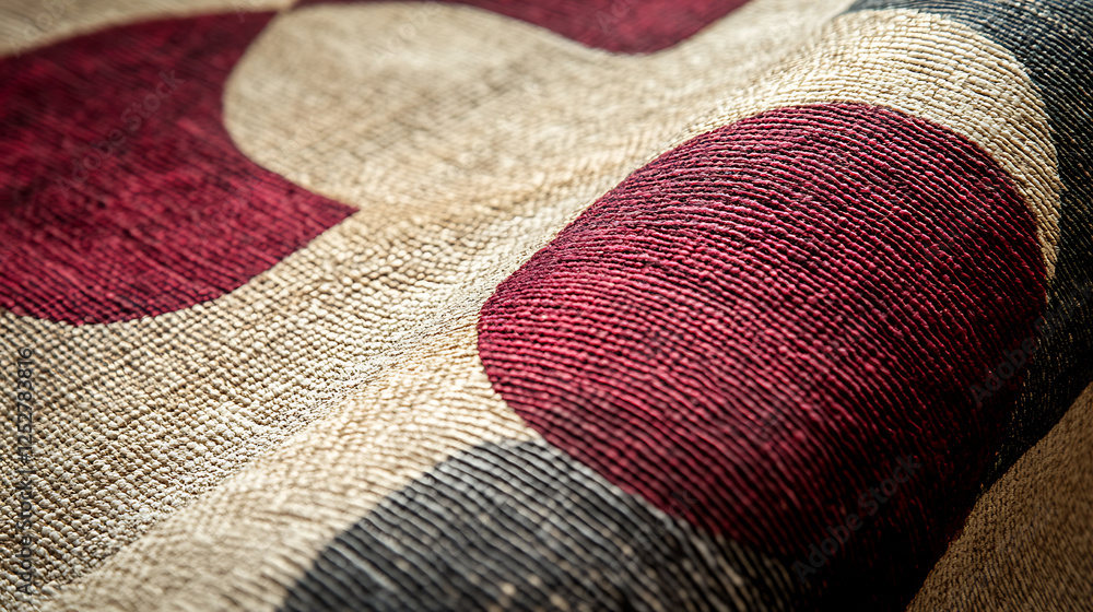 Poster refined geometric pattern featuring rich maroon and neutral tones, showcasing texture and depth in w