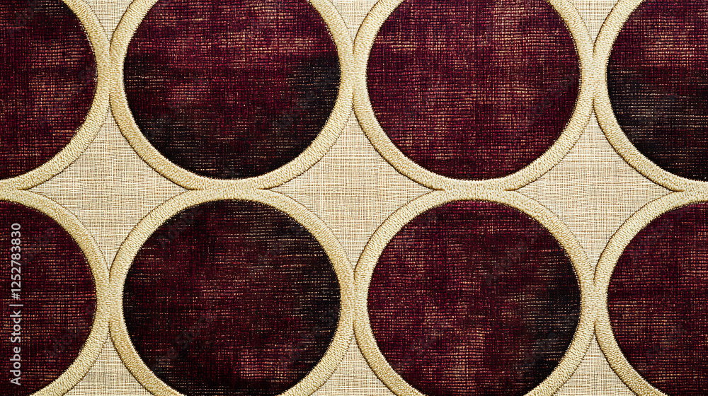 Poster refined geometric pattern featuring large maroon circles on textured background, creating sophistica