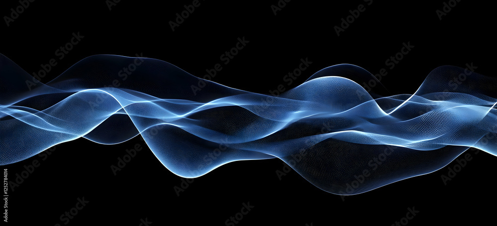 Poster abstract background with a dark blue gradient and digital technology geometric polygonal waves of co