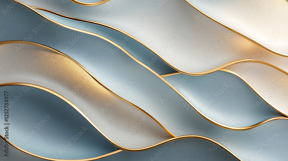 Aufkleber elegant interwoven curved lines create sophisticated pattern with blend of soft colors and golden ac