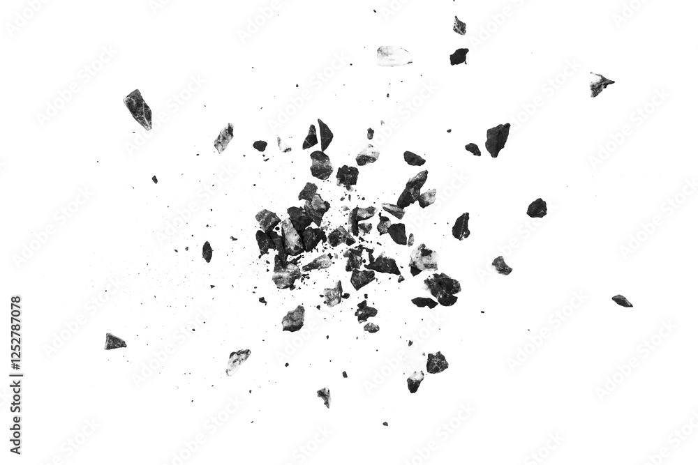 Poster explosion rock particle isolated element