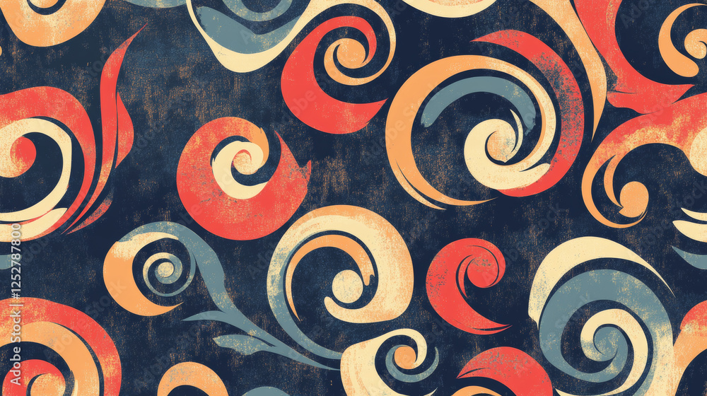 Poster abstract seamless pattern with swirls. vintage background. design element
