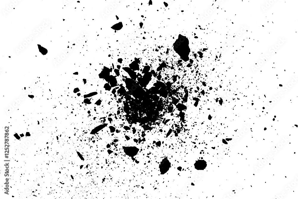 Poster rough explosion particle with dust and grain isolated