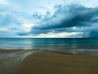Dark clouds over sea nature beach background