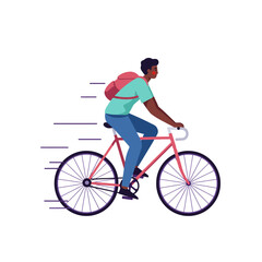 Man Riding Bicycle Fast with Backpack Illustration