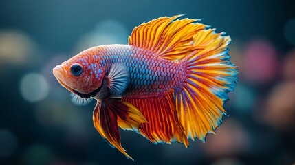 Vibrant Betta Splendens, A Colorful Symphony of Fins and Scales in Aquatic Serenity