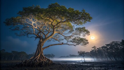 Mangrove Majesty: Cinematic Night Photography in 4K - Sharp Details & Bold Colors