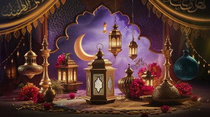 Obraz premium Crescent Moon In Window