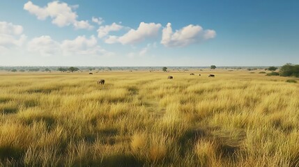 Fototapeta premium golden wheat fields embrace sunset’s warm light and cloud white