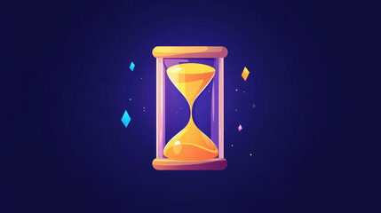 Hourglass animation sprite sheet rotating game icon. Glass clock with falling sand, isolated sandglass sequence frame. Graphic design elements for app, timer, loading process, Cartoon 3d vector set