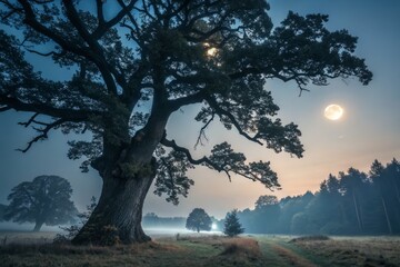 Moody Deciduous Forest Night Photography: Pristine Nature's Sharp Detail